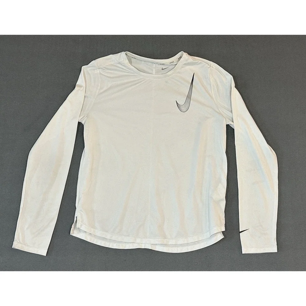 Nike Shirt Womens White‎ Dri-FIT Long Sleeve Compression Base Layer Top Size L